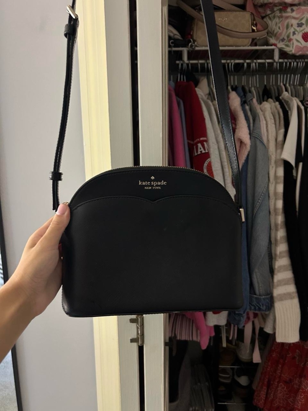 kate spade Black Dome Crossbody with Gold Logo